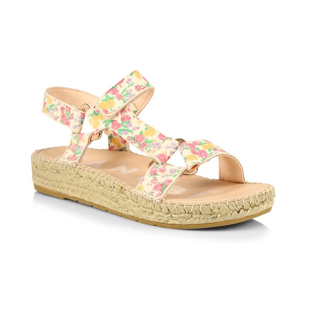 Loveshackfancy x Manebi Floral Leather Espadrille Sport Sandals Size 38 39 40